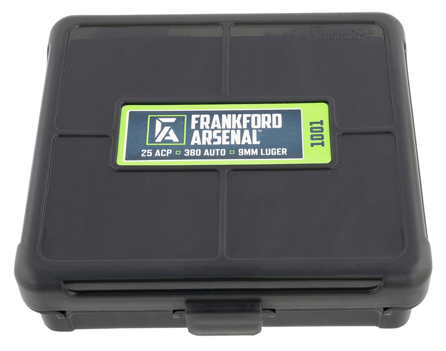 Frankford Arsenal 1083797 Hinge-Top Ammo Box 9mm/25/380ACP Black Polymer 100rd