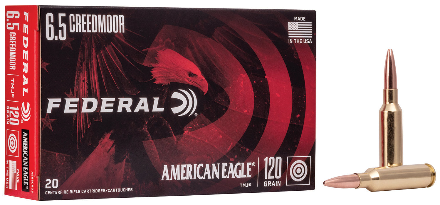 Federal AE65CRD3 American Eagle  6.5 Creedmoor 120 gr 2900 fps Total  Metal Jacket (TMJ) 20 Bx/10 Cs