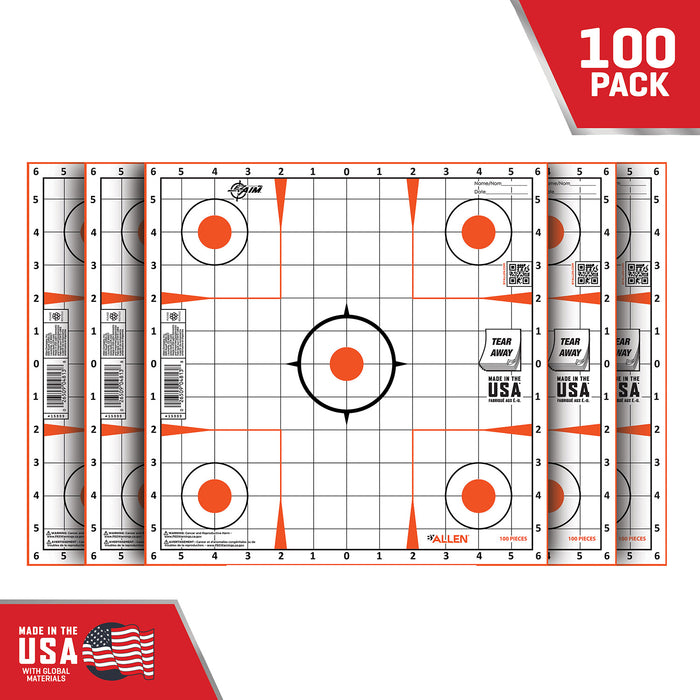 EZ-Aim 15333100 Sight-In  Grid Paper Self-Adhesive 12" x 12" Orange/White 100 Per Pack