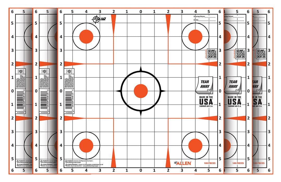 EZ-Aim 15333100 Sight-In  Grid Paper Self-Adhesive 12" x 12" Orange/White 100 Per Pack