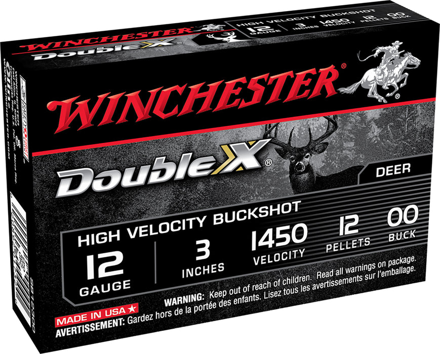 Winchester Ammo SB12300 Double X High Velocity 12Gauge 3" 12Pellets 00Buck Shot 5 Per Box/50 Case