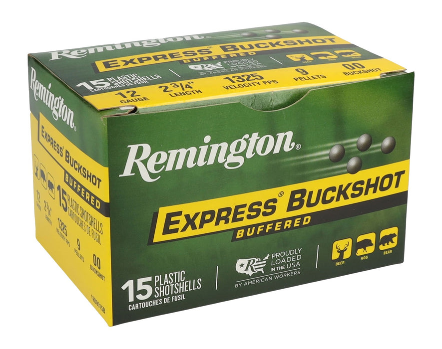 Remington Ammunition 26876 Express Buckshot 12Gauge 2.75" 00Buck Shot 15 Per Box/5 Case
