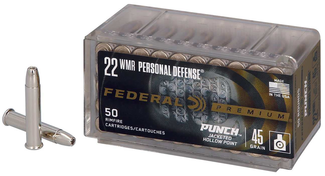 Federal PD22WMR1 Premium Personal Defense Punch 22WMR 45gr Jacketed Hollow Point 50 Per Box/60 Case