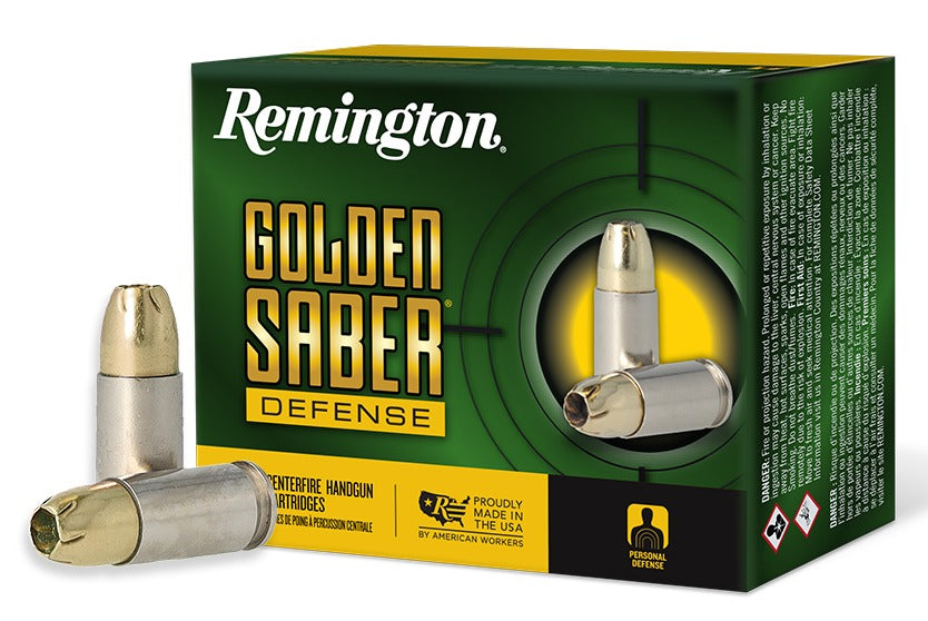 Remington Ammunition 27604 Golden Saber Defense 9mmLuger 147gr Brass Jacketed Hollow Point 20 Per Box/25 Case