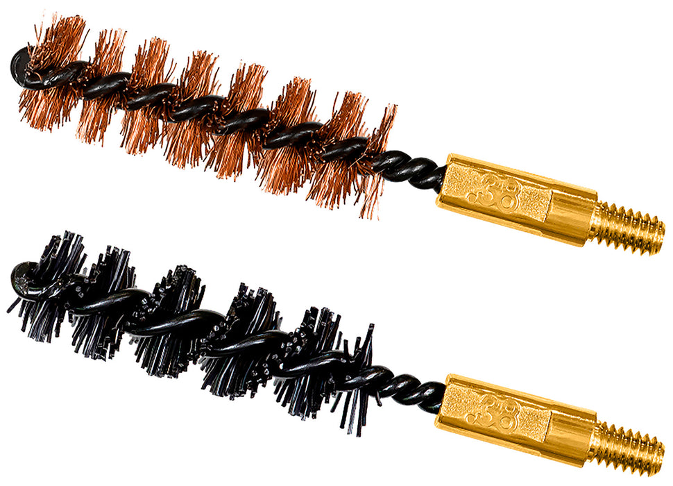 Otis FG338NB Bore Brush Set  9mm/38 Spl/375/380 Cal 8-32" Thread 2" Long Bronze/Nylon Bristles 2 Per Pkg