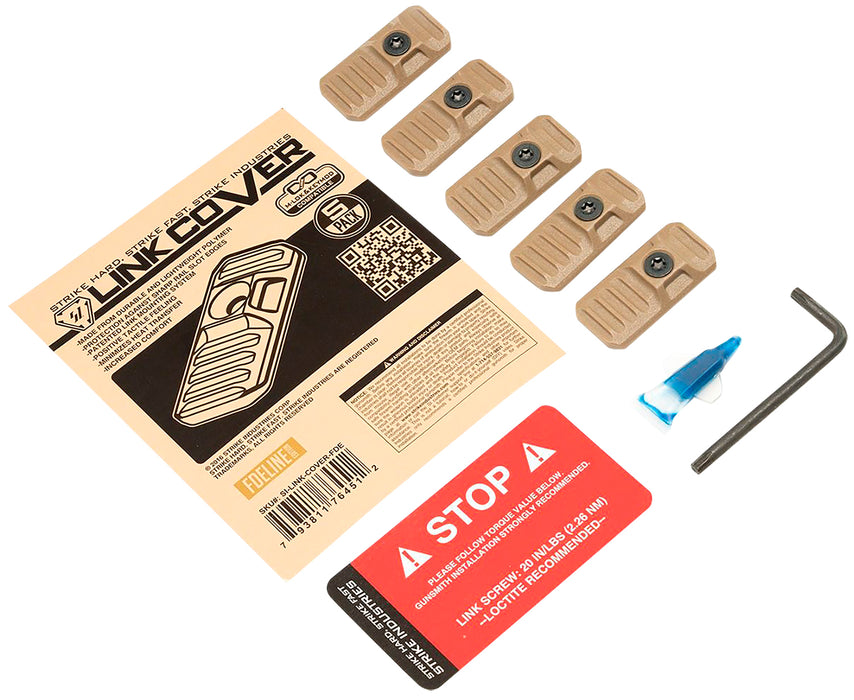 Strike Industries LINK-COVER-FDE LINK Cover  Flat Dark Earth Polymer for M-lok & Keymod Rails 5 Pack