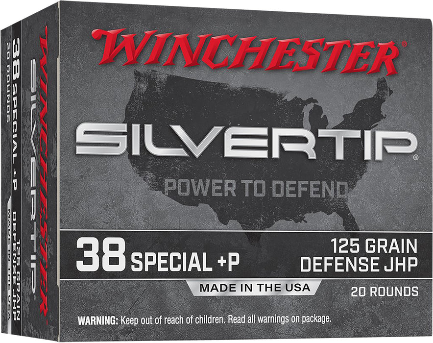 Winchester Ammo W38PST Silvertip  38 Special +P 125 gr Jacketed Hollow Point (JHP) 20 Bx/10 Cs