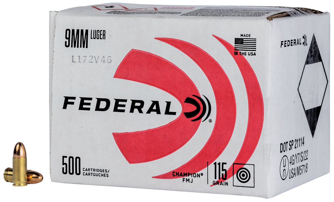 Federal C9115A500 Power-Shok  9mm Luger 115 gr 1125 fps Full Metal Jacket (FMJ) 500rds (Bulk Package)