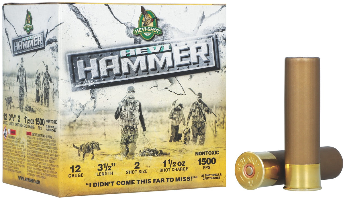 HEVI-Shot HS28302 HEVI-Hammer  12Gauge 3.50" 1 1/2oz 2Shot 25 Per Box/10 Case