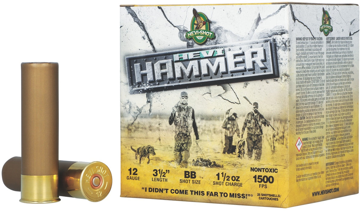HEVI-Shot HS28388 HEVI-Hammer  12Gauge 3.50" 1 1/2oz Steel/Bismuth BBShot 25 Per Box/10 Case