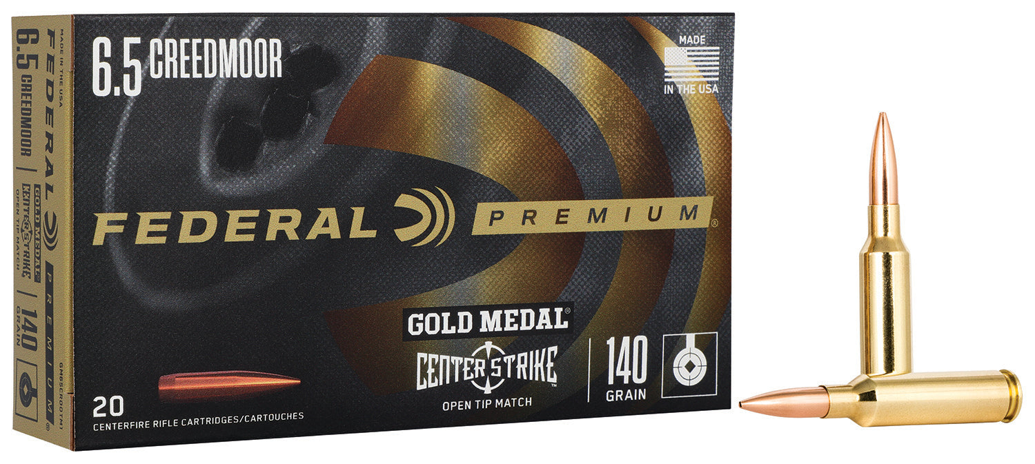 Federal GM65CRDOTM1 Gold Medal Centerfire Rifle 6.5Creedmoor 140gr Open Tip Match 20 Per Box/10 Case