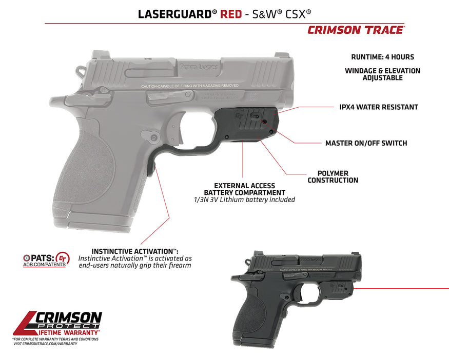 Crimson Trace 013000172 Laserguard  S&W CSX, Red Laser Black Polymer