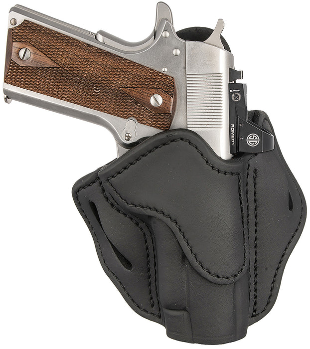1791 Gunleather ORBH1SSBLR BH1 Optic Ready OWB Stealth Black Leather Belt Slide Fits 4-5" 1911 Right Hand