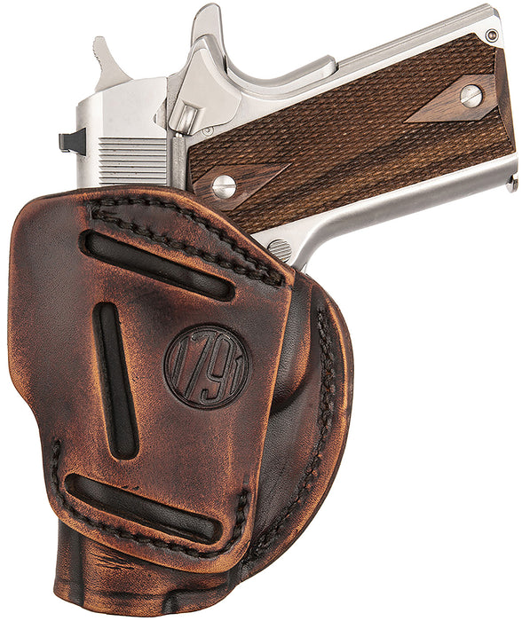 1791 Gunleather 3WH1VTGA 3-Way  IWB/OWB Size 01 Vintage Leather Belt Loop Fits 1911 3-4" Ambidextrous Hand