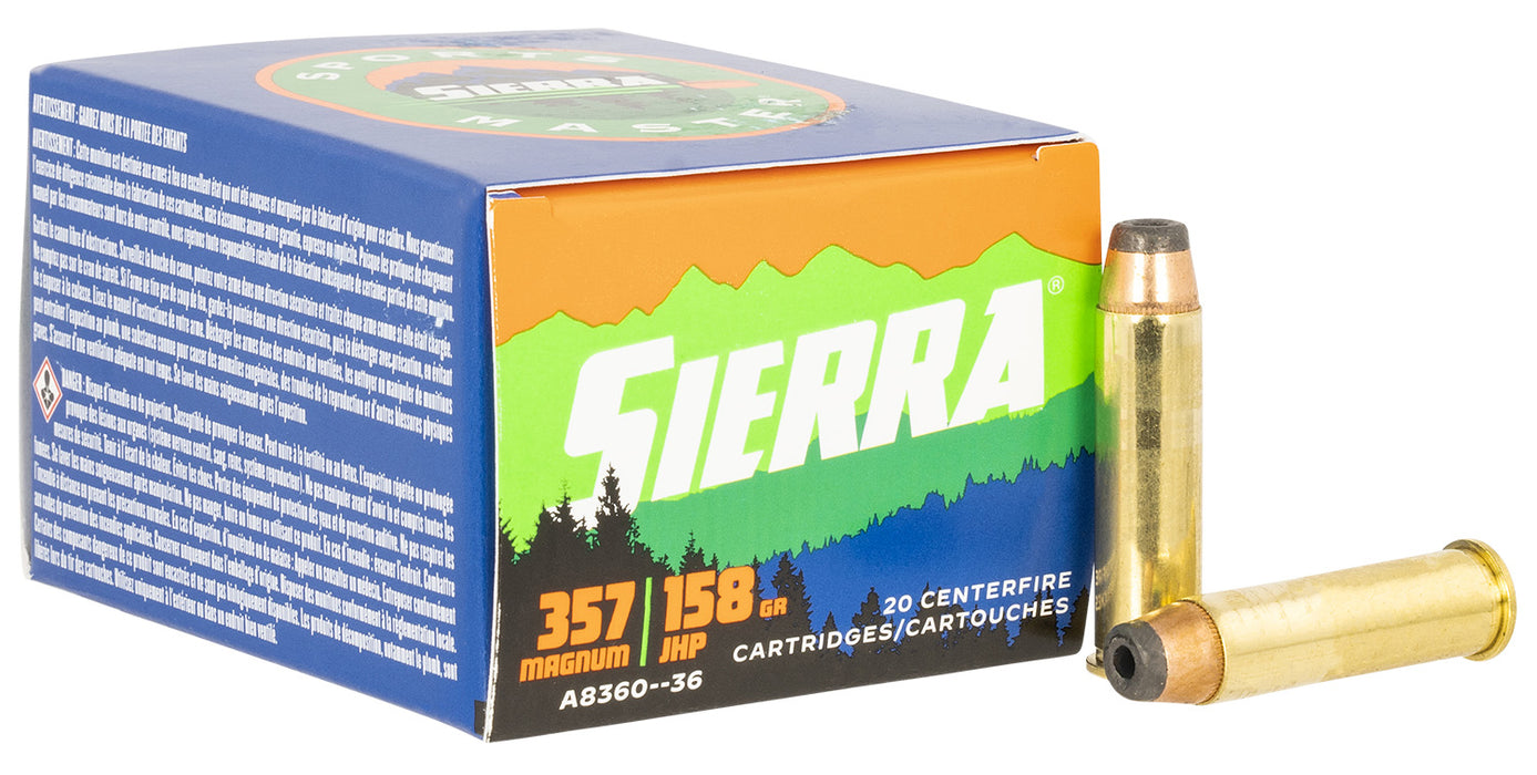 Sierra A836036 Outdoor Master  357Mag 158gr Jacketed Hollow Point Sport Master 20/Box