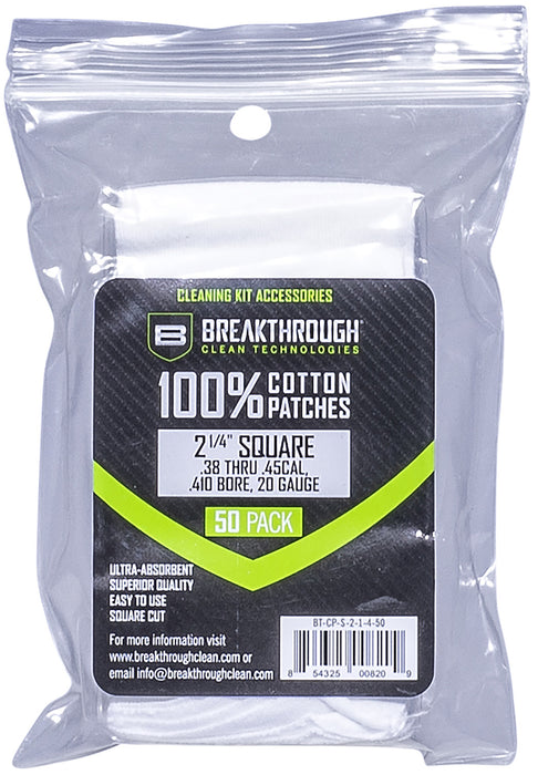 Breakthrough Clean BTCPS21450 Square Cleaning Patches  For .38-.45 Cal & .410-20 Gauge 2.25" 50 Pack/6 per case