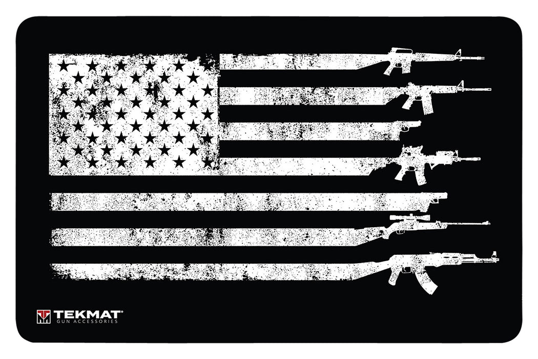 TekMat TEK42GFUSA USA Gun Flag Door Mat Black/White Rubber 25"x42"