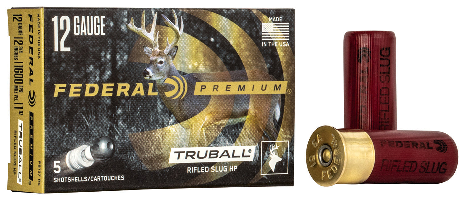 Federal PB127RS Premium Vital-Shok TruBall 12 Gauge 2.75" 1 oz Rifled Slug Shot 5 Per Box/50 Cs
