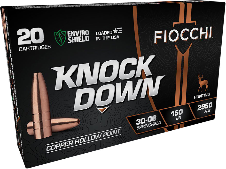 Fiocchi 3006CHA Knock Down Hunting 30-06 Springfield 150 gr Hollow Point (HP) 20 Per Box/ 10 Cs