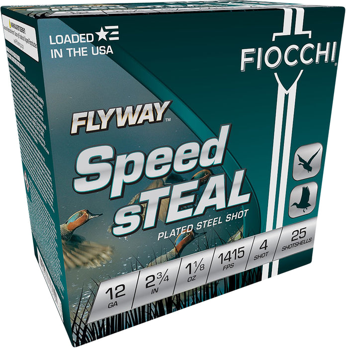 Fiocchi 12FST4 Flyway Speed Steel 12Gauge 2.75" 1 1/8oz 4Shot 25 Per Box/10 Case