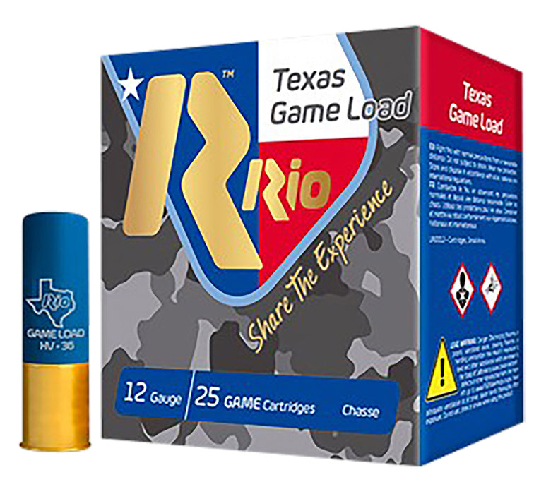 Rio Ammunition TGHV368TX Texas Game Load High Velocity 12 Gauge 2.75" 1 1/4 oz 8 Shot 25 Per Box/ 10 Cs