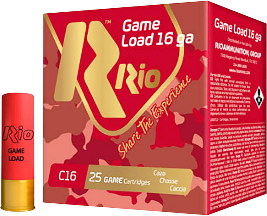 Rio Ammunition RCHV168 Game Load  16Gauge 2.75" 1 1/8oz 8Shot 25 Per Box/10 Case