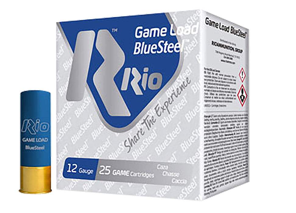 Rio Ammunition GLBS325 Game Load BlueSteel  12 Gauge 2.75" 1 1/8 oz 5 Shot 25 Per Box/ 10 Cs