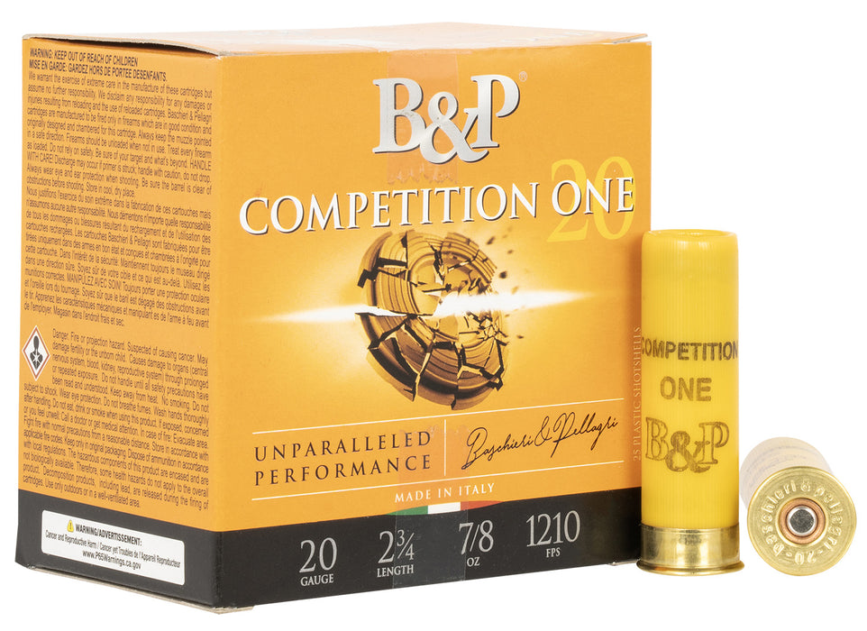 B&P 20B78CP8 Competition ONE Lead 20 Gauge 2.75" 7/8 oz 8 Shot 25 Per Box/ 10 Case