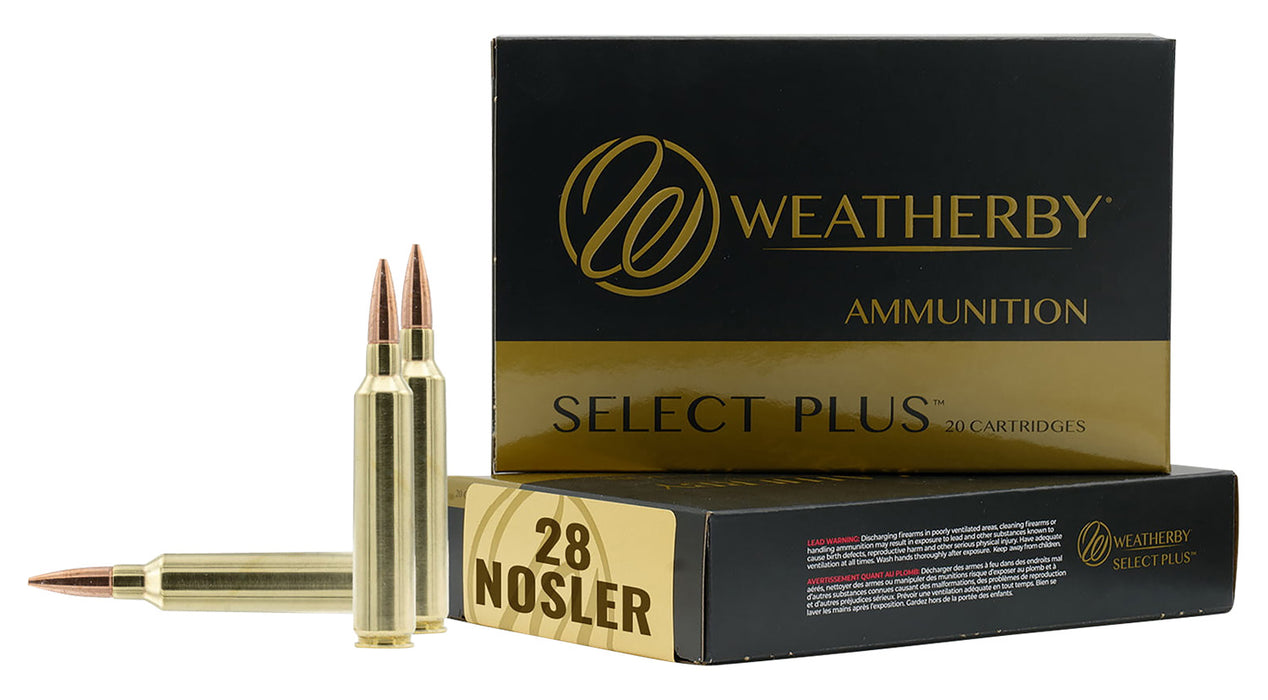 Weatherby M28NS163HCB Select Plus  28 Nosler 163 gr 20 Per Box 10 Cs