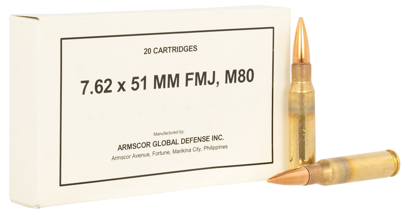 Armscor 50319   308 Win/7.62 NATO 147 gr Full Metal Jacket (FMJ) 20 Per Box/ 10 Cs