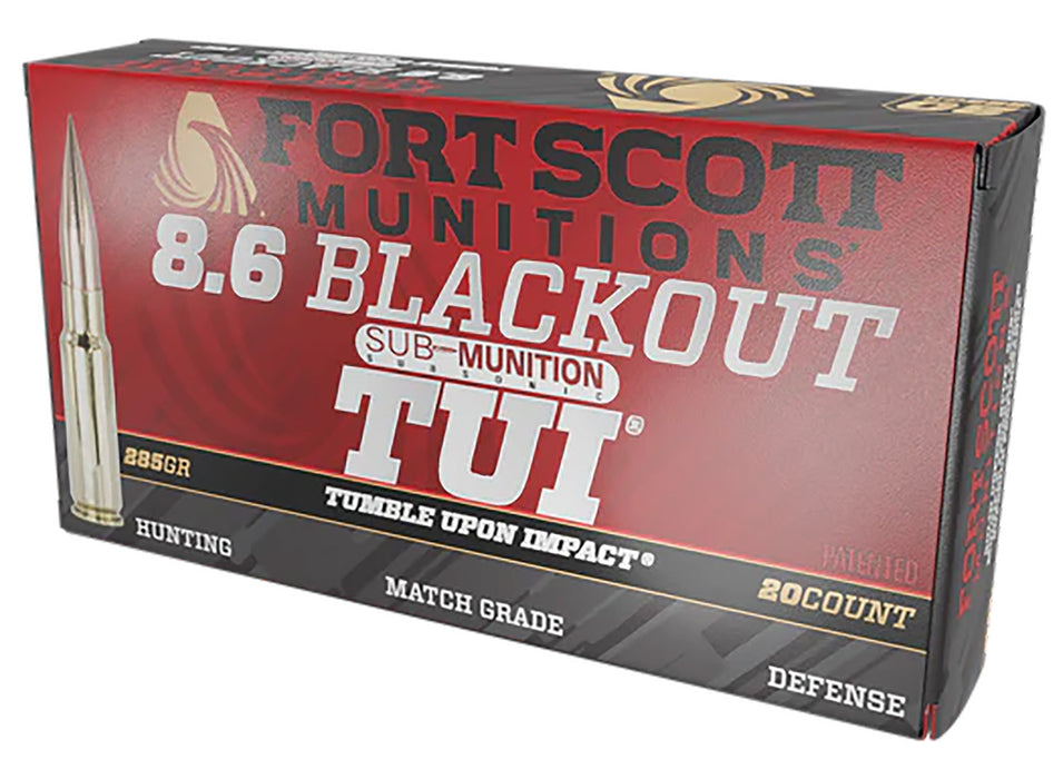 Fort Scott Munitions 86BLK285SCV2SS Tumble Upon Impact (TUI)  8.6 Blackout 285 gr Solid Copper Spun 20 Per Box 25 Cs