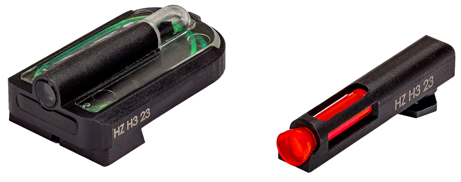 HiViz GLMFD21 FastDot H3 Sight Set for Glock  2 Dot Red Fiber Optic Front/Green Tritium Rear/Black Frame Compatible w/ All Glock MOS 9mm/.40 S&W/.357 Sig Front Post/Rear Dovetail Mount