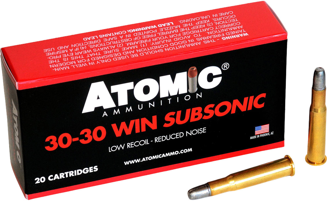 Atomic Ammunition 00410  Subsonic 30-30 Win 165 gr Lead Round Nose Flat Point 20 Per Box/ 10 Case