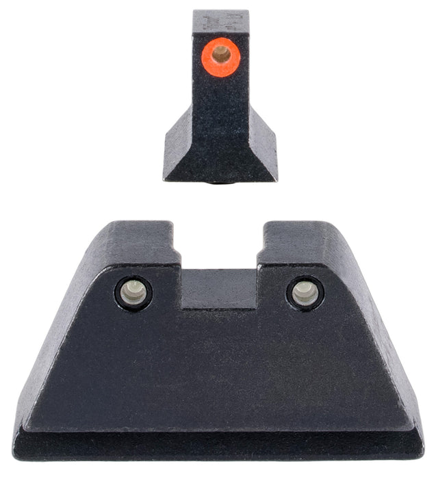 Trijicon GL201C601134 Suppressor/Optic Height Sights  Green/Tritium Orange Outline Front Sight-Green/Tritium Black Outline Rear Sight Glock 17/17L/19/22 Standard Frame
