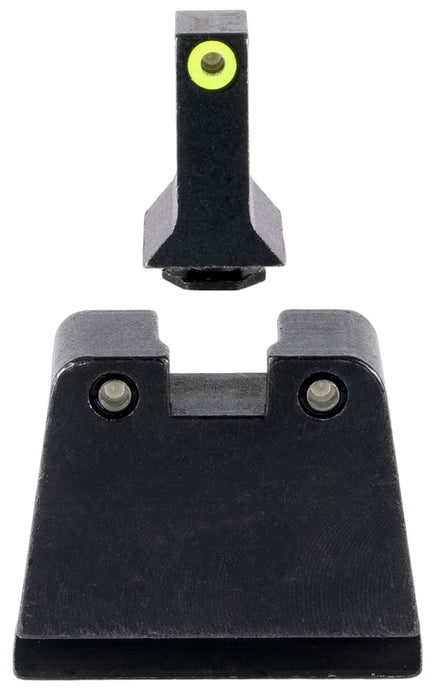 Trijicon GL243C601143 Suppressor/Optic Height Sights  Green/Tritium Yellow Outline Front Sight-Green/Tritium Black Outline Rear Sight Glock 42/43/43X Slim Frame
