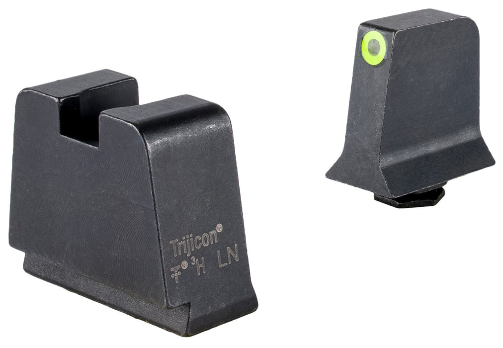 Trijicon GL243C601147 Suppressor/Optic Height Sights  Green/Tritium Yellow Outline Front Sight-Black/Blank Rear Sight Glock 42/43/43X Slim Frame