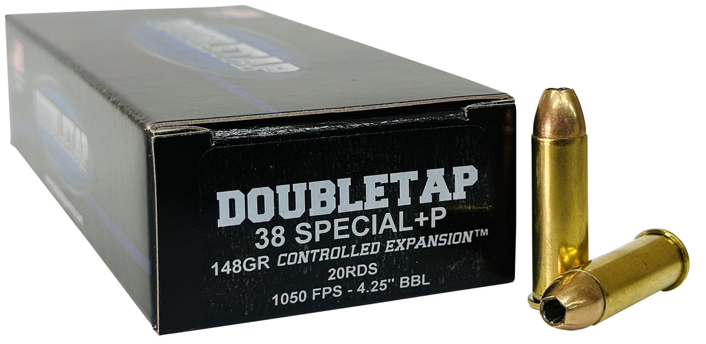 DoubleTap Ammunition 38SP148CE   38 Special 148 gr Controlled Expansion JHP 20 Per Box/ 50 Case