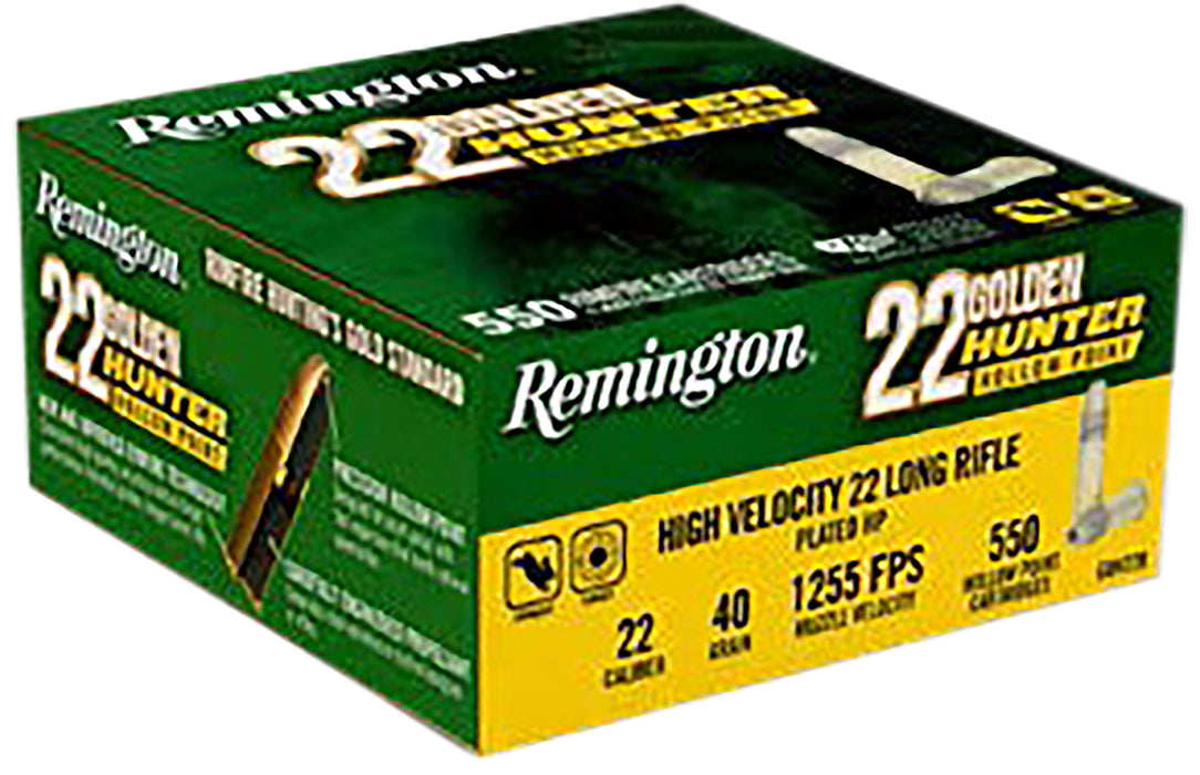 Remington Ammunition R21253   22 LR 40 gr Plated Hollow Point 550 Per Box/ 12 Case