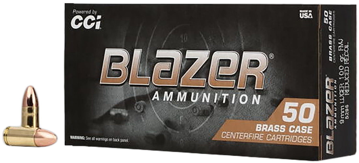 CCI 5296 Blazer Brass Full Metal Jacket 9mmLuger 100gr Full Metal Jacket 50 Per Box/20 Case