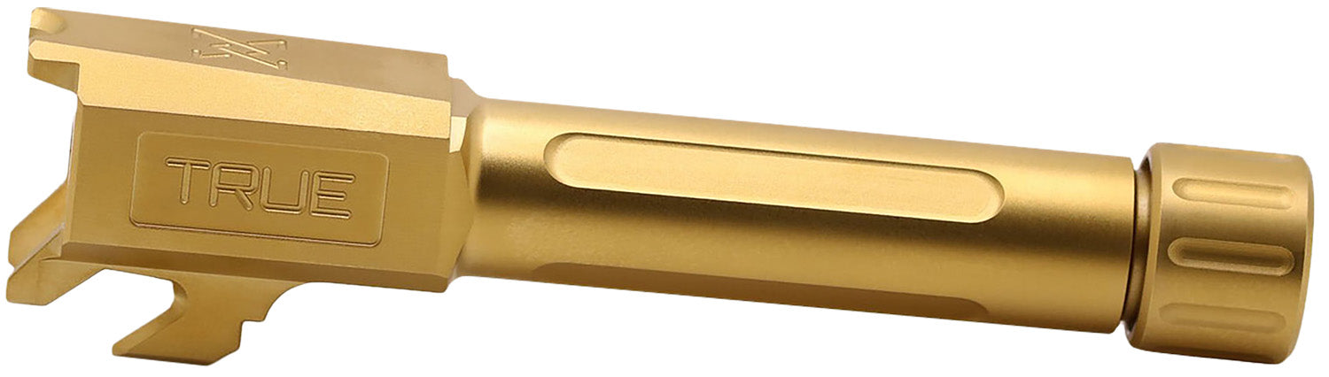 True Precision Inc TPSHCBXTG Springfield  9mm Luger 3.10" Threaded Gold TiN Stainless Steel, Fits Springfield Hellcat