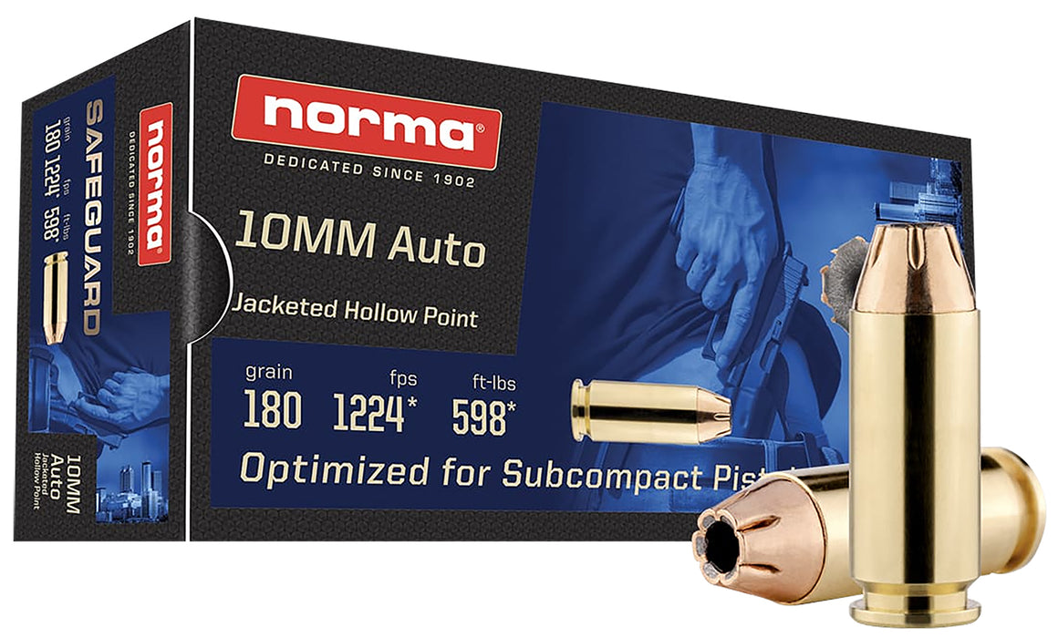 Norma Ammunition 801109265   10mm 180 gr Jacketed Hollow Point 50 Per Box/ 20 Case
