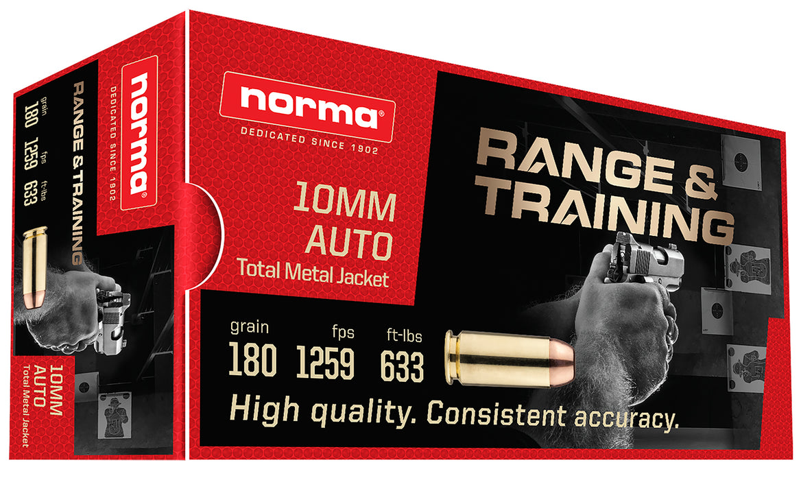 Norma Ammunition 801105383   10mm 180 gr Total Metal Jacket 50 Per Box/ 20 Case