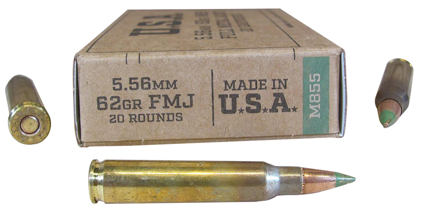 Winchester Ammo SGM855KW  M855 5.56mm 62 gr Full Metal Jacket 20 Per Box/ 50 Case