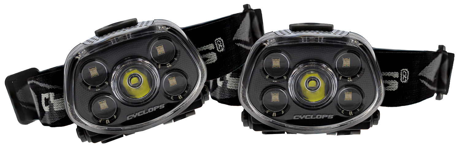Cyclops CYC-HLFXP-2PK Force XP LED Headlamp  Black 3.2/5.5/15/350 Lumens Red/Green Cree LED
