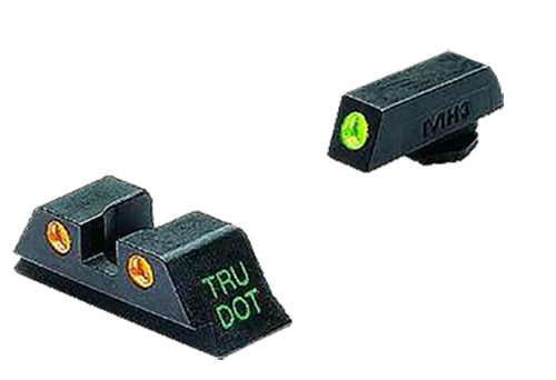 Meprolight USA 102223301 Tru-Dot Sight Set Fixed Green Tritium Front/Orange Tritium Rear/Black Frame Compatible w/Glock 10mm/45 ACP Front Post/Rear Dovetail Mount