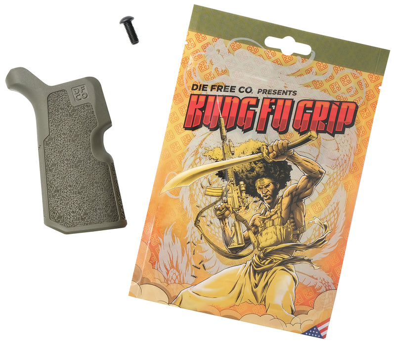 Die Free Co Llc KFGODG Kung Fu Grip  Olive Drab Nylon Fits AR15/M4/AR10/SR25