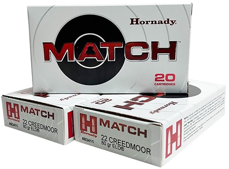 Hornady 83411 Match 22Creedmoor 80gr Extremely Low Drag-Match