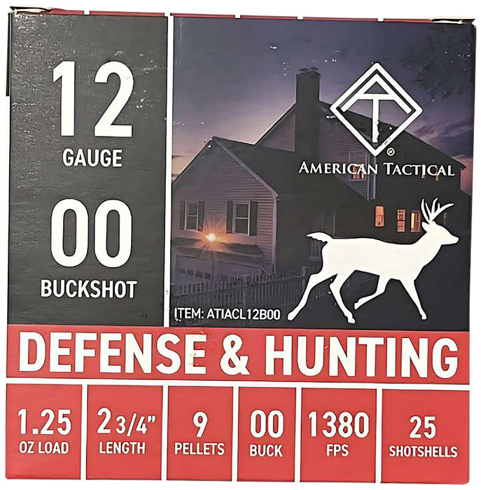 ATI ATIACL12B00   12Gauge 2.75" 1 1/4oz 00Buck Shot 25 Per Box/10 Case