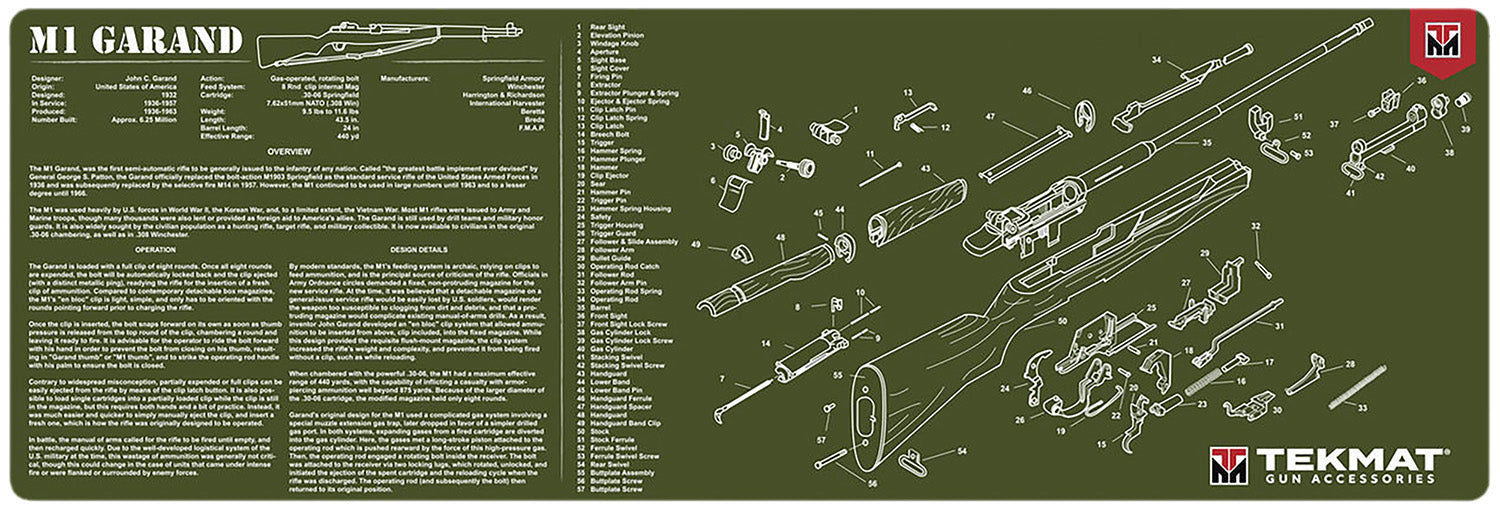 TekMat TEKR36M1GARAND-OD M1 Garand Cleaning Mat OD Green Rubber 12"x36" M1 Garand Parts Diagram