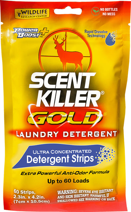 Wildlife Research 1285 Scent Killer Gold Laundry Detergent Strips Odor Eliminator Odorless Scent 60 Pack